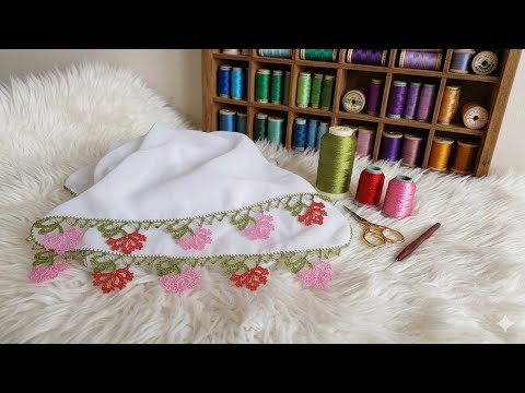 652 – Çeyizlik gösterişli göz alıcı sarmaşık gül tığ oyası yapımı