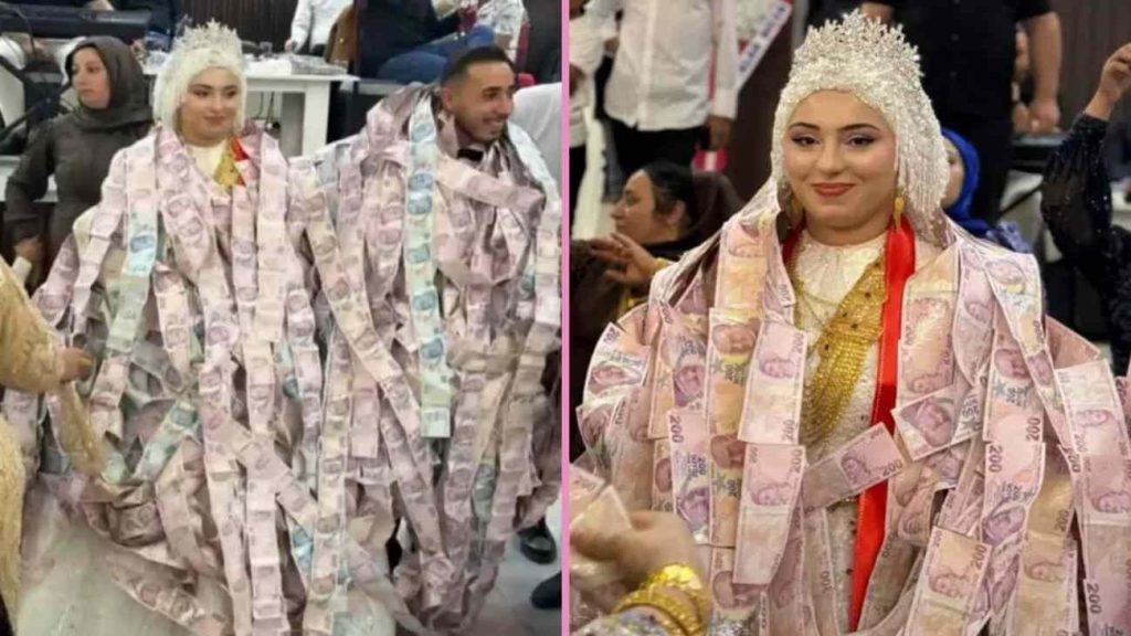 Mardin’de Aşiret Düğününde Gelin ve Damada Banknot Yelekleri Takılması Sosyal Medyayı Salladı