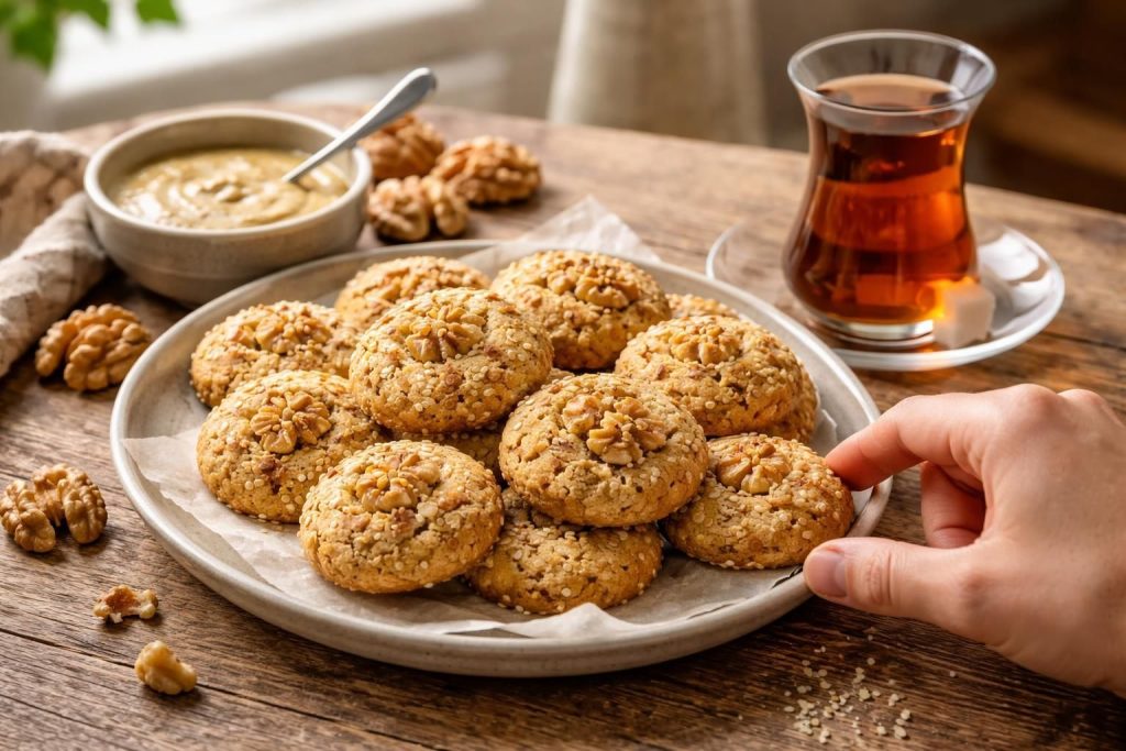 Tahin ve Ceviz Aromasıyla Nefis Cevizli Tahinli Kurabiye Tarifi