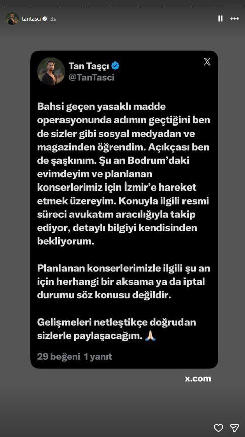 Tan Taşçı Uyuşturucu Operasyonu İddialarıyla Gündemdeydi: Ünlü Şarkıcı Açıklama Yaptı