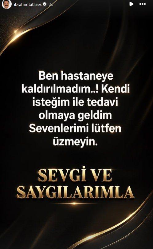 İbrahim Tatlıses'ten Sağlık Durumu Açıklaması: Hastaneye Kaldırılmadım, Kendi İsteğimle Tedavi Oluyorum
